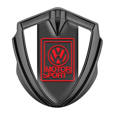 VW Emblem Fender Badge Graphite White Base Red Motorsport Logo