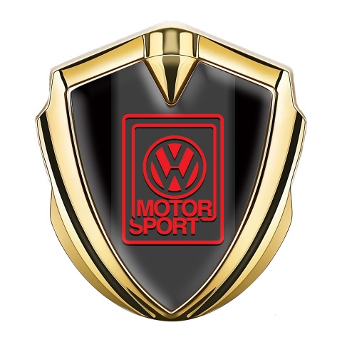 VW Metal Emblem Self Adhesive Gold Black Fill Red Motorsport Logo