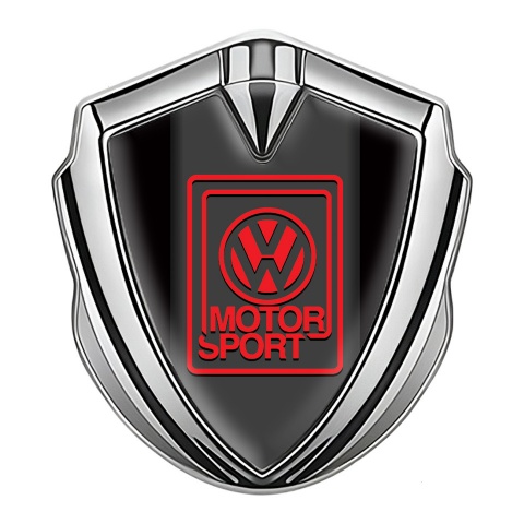 VW Metal Emblem Self Adhesive Silver Black Fill Red Motorsport Logo