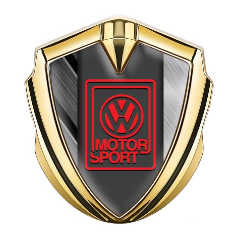 VW Fender Emblem Badge Gold Brushed Steel Panel Motorsport Logo