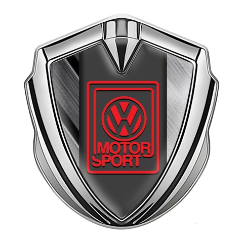 VW Fender Emblem Badge Silver Brushed Steel Panel Motorsport Logo