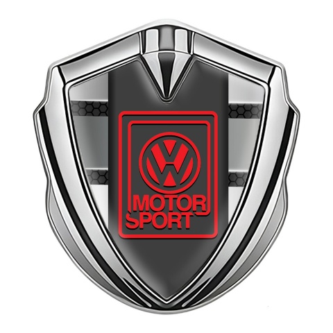 VW Emblem Self Adhesive Silver Metal Hex Panels Motorsport Logo
