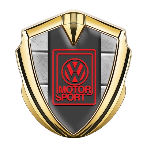 VW Metal Emblem Badge Gold Stone Texture Motorsport Logo Motif