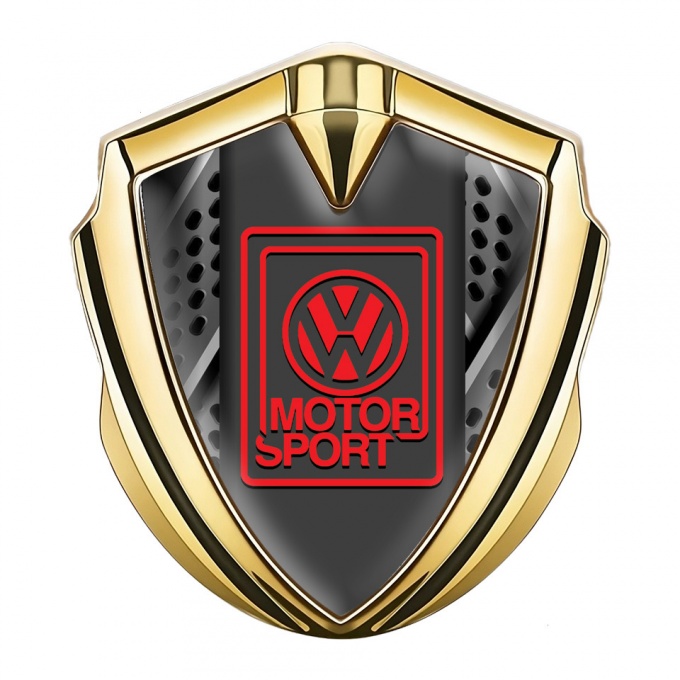 VW Domed Emblem Gold Perforated Metal Motorsport Logo Design