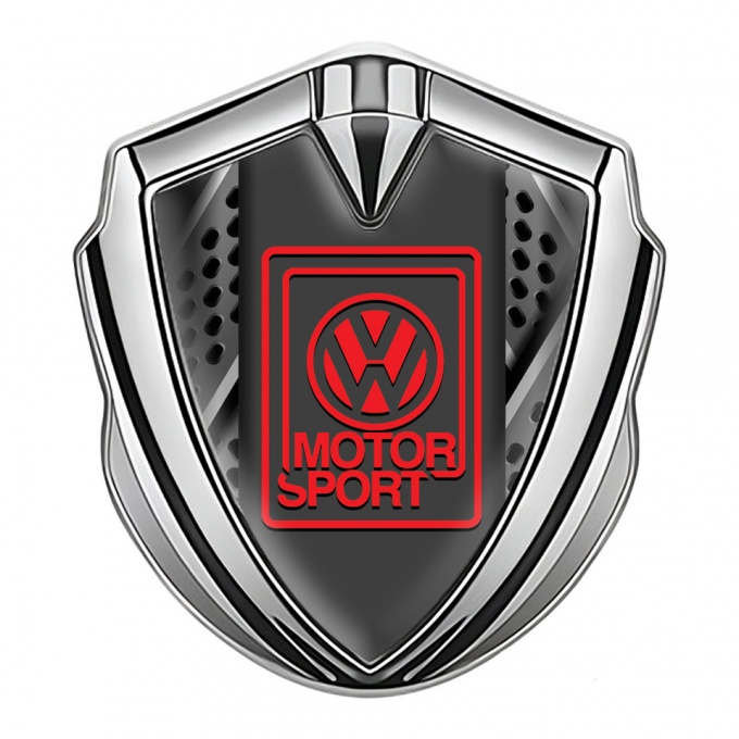 VW Domed Emblem Silver Perforated Metal Motorsport Logo Design