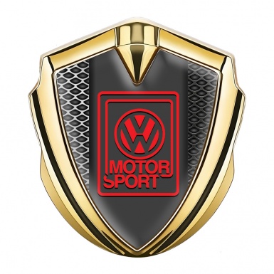 VW Bodyside Domed Emblem Gold Industrial Mesh Motorsport Logo