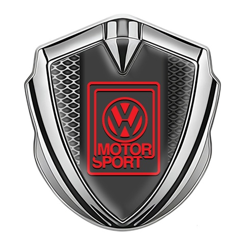 VW Bodyside Domed Emblem Silver Industrial Mesh Motorsport Logo