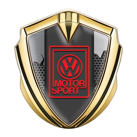 VW Emblem Metal Badge Gold Broken Steel Motorsport Logo
