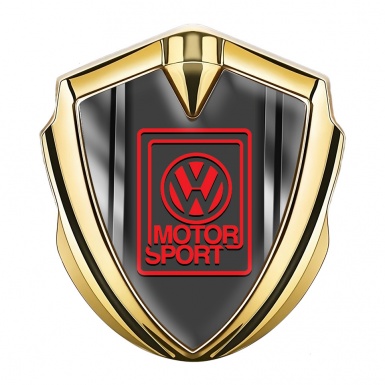 VW Badge Self Adhesive Gold Metal Frame Motorsport Edition