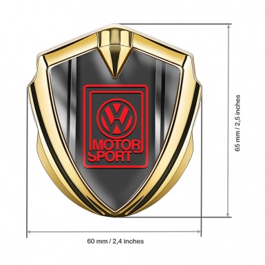 VW Badge Self Adhesive Gold Metal Frame Motorsport Edition