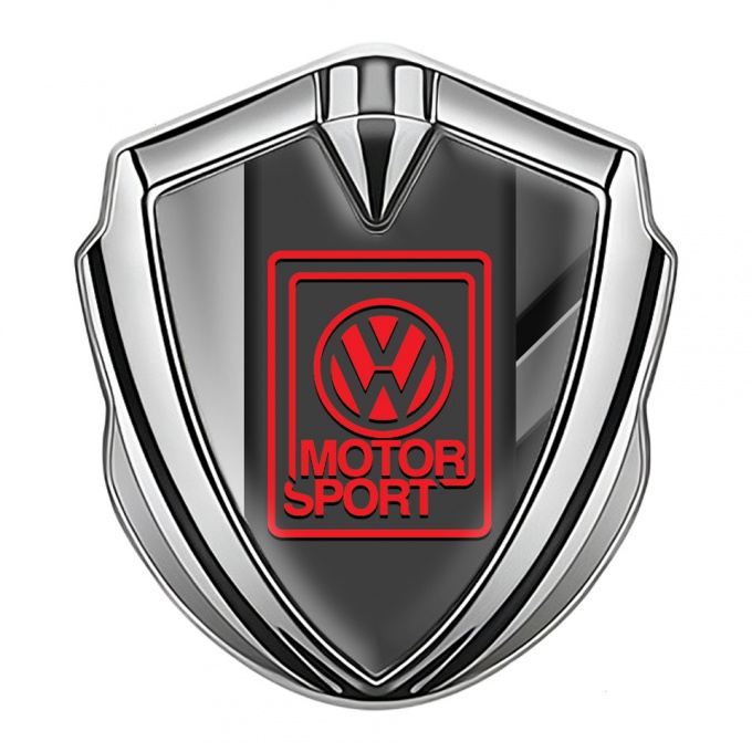 VW Fender Emblem Badge Silver Half Frame Motif Motorsport Edition