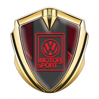 VW Metal Emblem Badge Gold Red Fragments Motorsport Logo