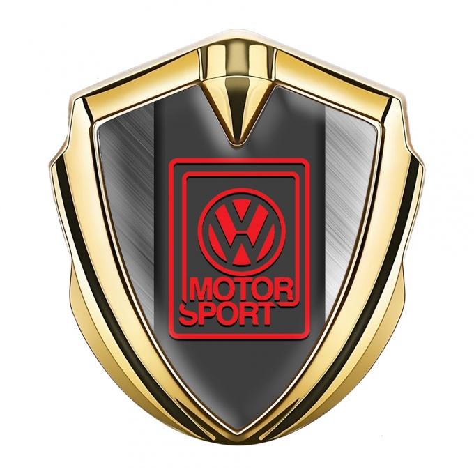 VW Emblem Metal Badge Gold Brushed Steel Motorsport Edition