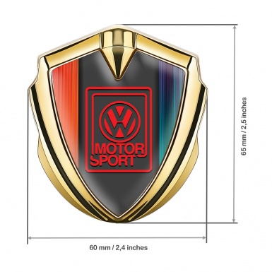 VW 3d Emblem Badge Gold Color Strokes Motorsport Edition