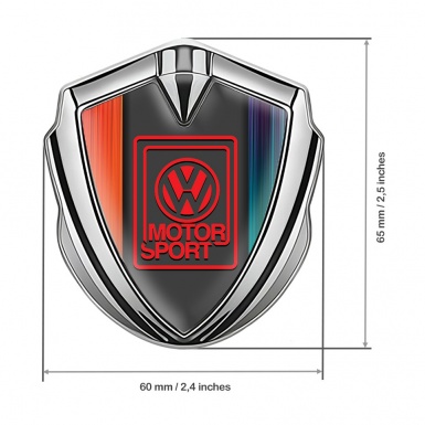 VW 3d Emblem Badge Silver Color Strokes Motorsport Edition