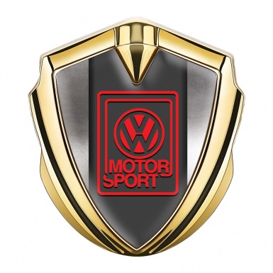 VW Emblem Car Badge Gold Polished Metal Motorsport Edition