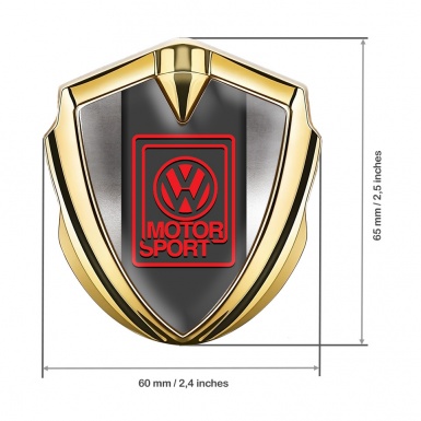 VW Emblem Car Badge Gold Polished Metal Motorsport Edition