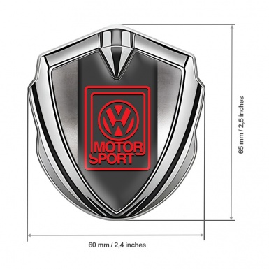 VW Emblem Car Badge Silver Polished Metal Motorsport Edition