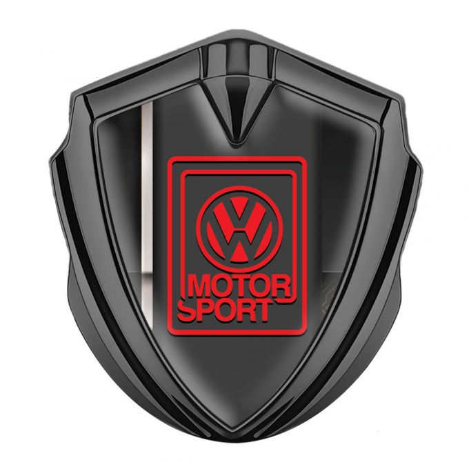 VW Emblem Badge Self Adhesive Graphite White Sport Stripe Motorsport Logo