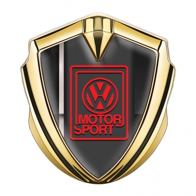 VW Emblem Badge Self Adhesive Gold White Sport Stripe Motorsport Logo