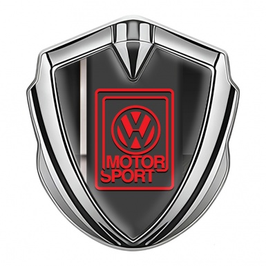 VW Emblem Badge Self Adhesive Silver White Sport Stripe Motorsport Logo