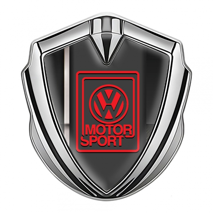 VW Emblem Badge Self Adhesive Silver White Sport Stripe Motorsport Logo