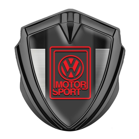 VW Emblem Fender Badge Graphite Brushed Frame Motorsport Logo