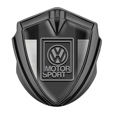 VW Metal Emblem Self Adhesive Graphite Brushed Frame Grey Logo