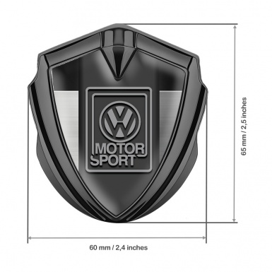 VW Metal Emblem Self Adhesive Graphite Brushed Frame Grey Logo