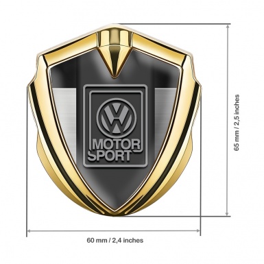 VW Metal Emblem Self Adhesive Gold Brushed Frame Grey Logo