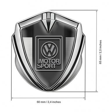 VW Metal Emblem Self Adhesive Silver Brushed Frame Grey Logo