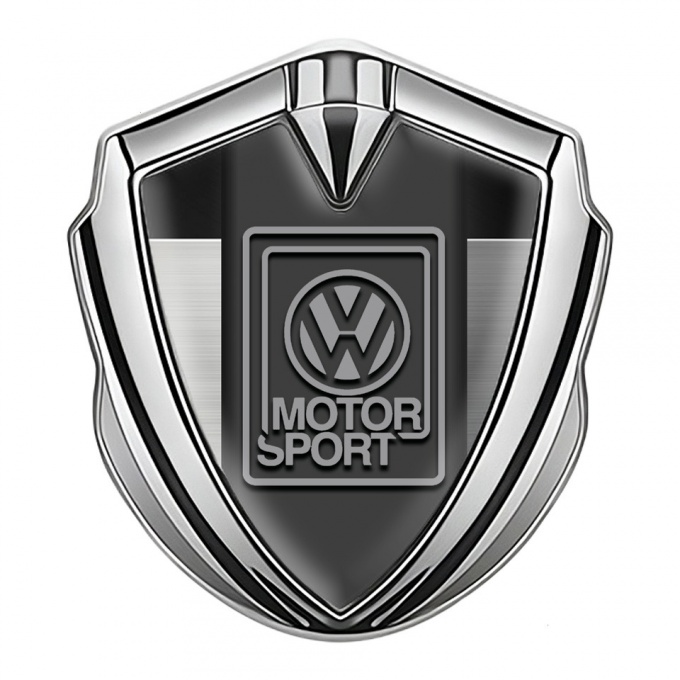 VW Metal Emblem Self Adhesive Silver Brushed Frame Grey Logo