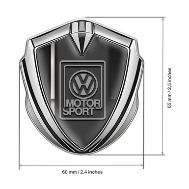 VW Fender Emblem Badge Silver Sport Stripe Grey Motorsport Logo