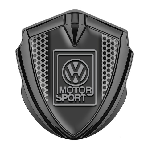 VW Emblem Trunk Badge Graphite Honeycomb Grey Motorsport Logo