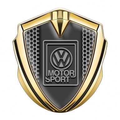 VW Emblem Trunk Badge Gold Honeycomb Grey Motorsport Logo