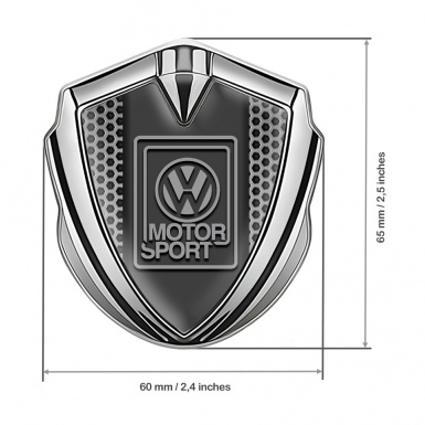 VW Emblem Trunk Badge Silver Honeycomb Grey Motorsport Logo