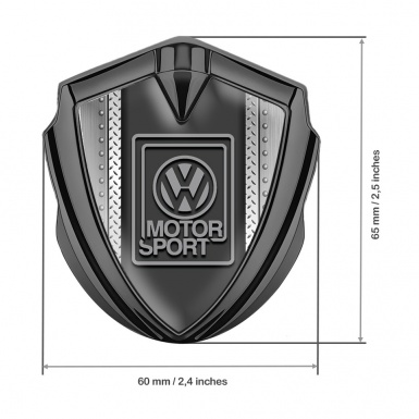 VW Metal Emblem Badge Graphite Steel Frame Grey Motorsport Logo