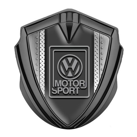 VW Metal Emblem Badge Graphite Steel Frame Grey Motorsport Logo