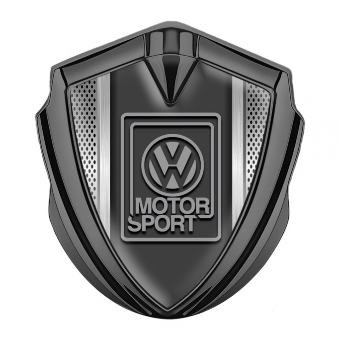 VW Domed Emblem Badge Graphite Metallic Frame Grey Motorsport Logo