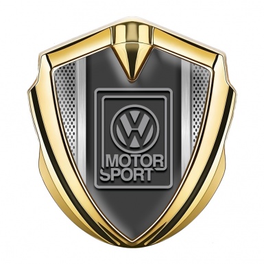 VW Domed Emblem Badge Gold Metallic Frame Grey Motorsport Logo