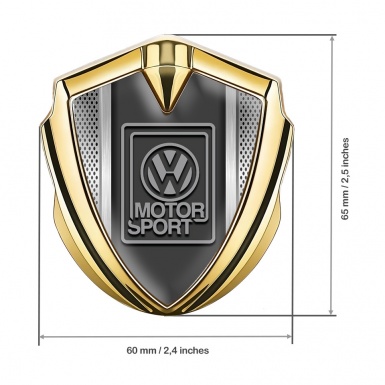 VW Domed Emblem Badge Gold Metallic Frame Grey Motorsport Logo