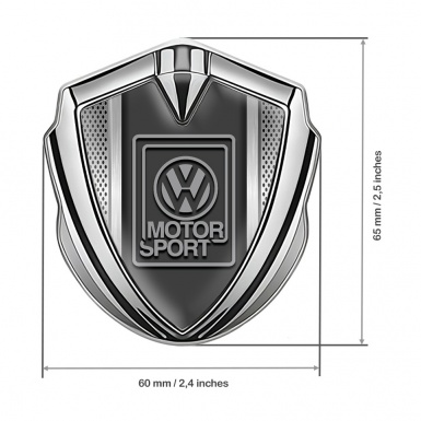 VW Domed Emblem Badge Silver Metallic Frame Grey Motorsport Logo