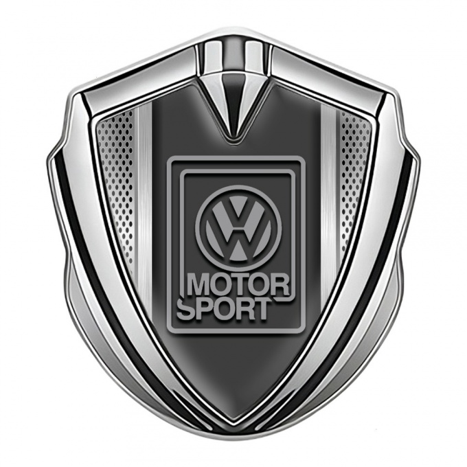 VW Domed Emblem Badge Silver Metallic Frame Grey Motorsport Logo