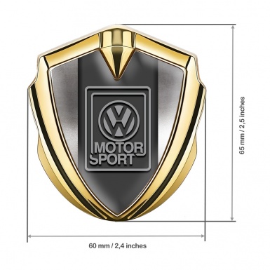 VW Emblem Ornament Gold Polished Metal Grey Motorsport Logo