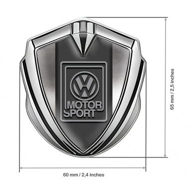 VW Emblem Ornament Silver Polished Metal Grey Motorsport Logo