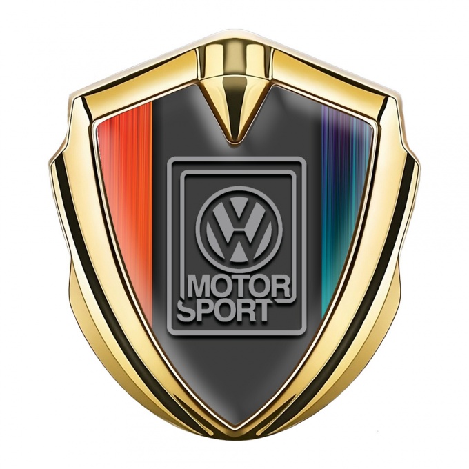 VW Bodyside Domed Emblem Gold Multicolor Frame Grey Edition