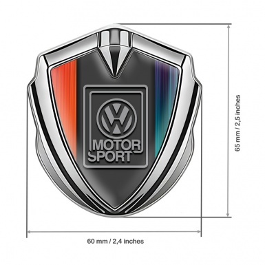 VW Bodyside Domed Emblem Silver Multicolor Frame Grey Edition