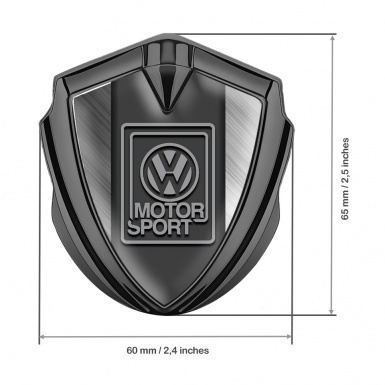 VW 3d Emblem Badge Graphite Brushed Steel Grey Motorsport Edition