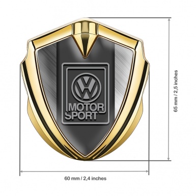 VW 3d Emblem Badge Gold Brushed Steel Grey Motorsport Edition