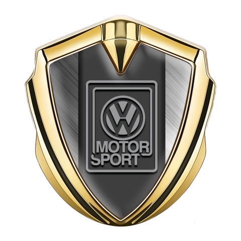 VW 3d Emblem Badge Gold Brushed Steel Grey Motorsport Edition